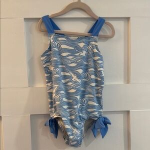 Beaufort Bonnet Company-Blue Wave Pattern Kids Swimsuit